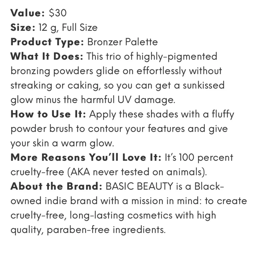 BASIC BEAUTY BRONZER PALETTE